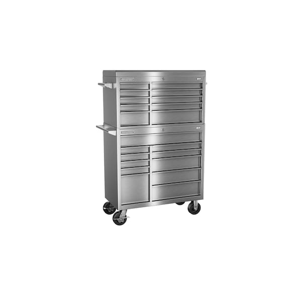 Champion Tool Storage FMPro SST Top Chest/Cabinet, 21 Drawer, Silver, Stainless Steel, 41 in W x 20 in D FMPS4121RC - main